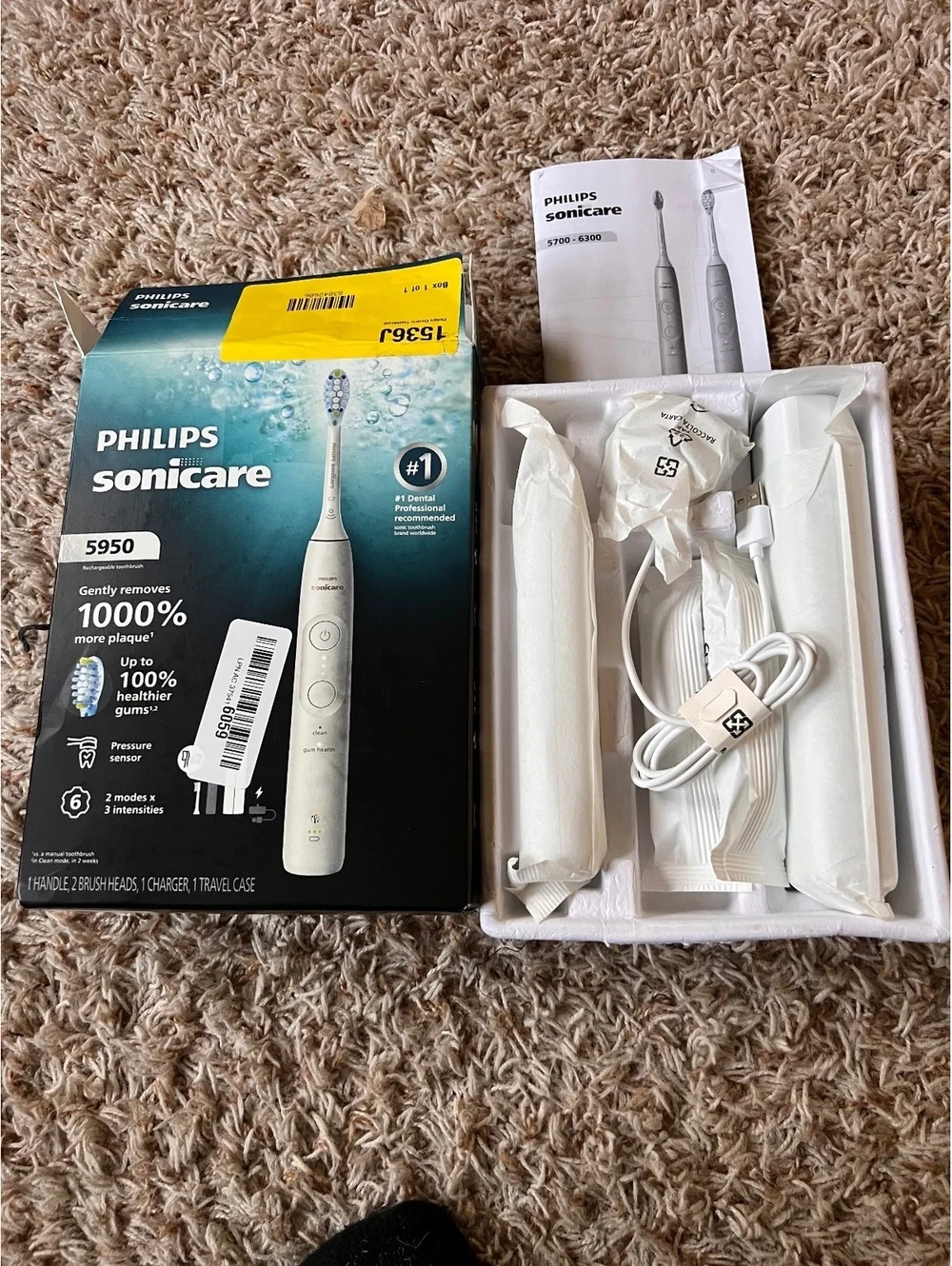 Philips Sonicare 5950 Rechargeable Electric Toothbrush with 2 Brush Heads